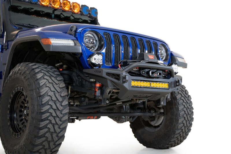 Jeep JT Front Bumper - Addictive Desert Designs - Rock Fighter - Hammer Black with Satin Black panels - `18-`27